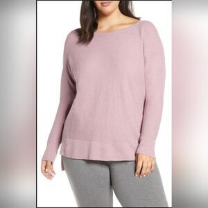 Eileen Fisher Pastel Petal Pink Linen Minimalist Preppy Quiet Luxury Sweater L